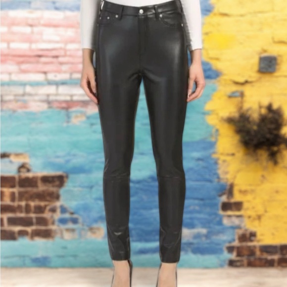 7 For All Mankind Faux Leather Skinny Pant in Black M - Picture 1 of 7